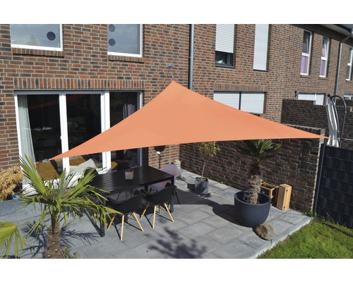 Floracord Dreiecksonnensegel 3,0 x 3,0 x 3,0m, HDPE 180 g/m² wind- und wasserdurchlässig, terracotta