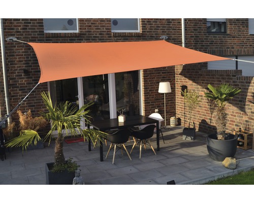 Floracord Vierecksonnensegel 2,5 x 3,0 m, HDPE 180 g/m² wind- und wasserdurchlässig, terracotta