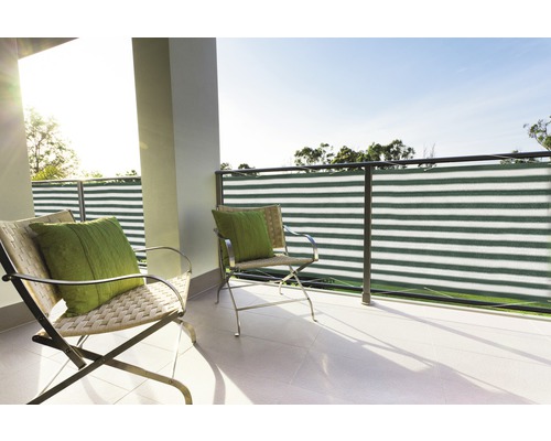 Balkonverkleidung grün-weiß gestreift 90x500 cm