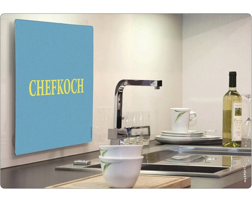 Dekorplatte mit der Aufschrift Chefkoch in einer Küche