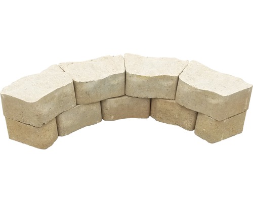 Gartenmauersteine halbrund gestapelt