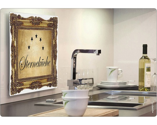 Küchenrückwand mit Sternenküche Motiv im klassischen Rahmen