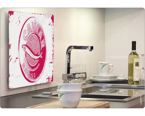 Dekoratives Küchenbild mit Kaviar Maloss Aufdruck