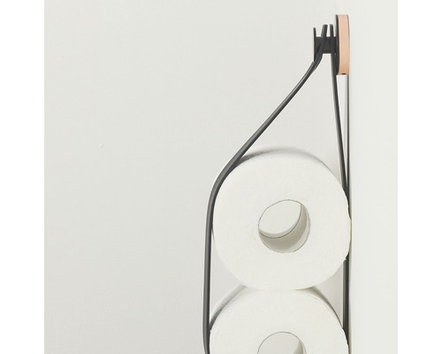 Toilettenpapierhalter aus Metall mit zwei Toilettenpapierrollen