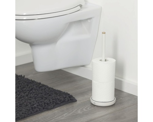 Wand-WC mit Toilettenpapierhalter und Teppich
