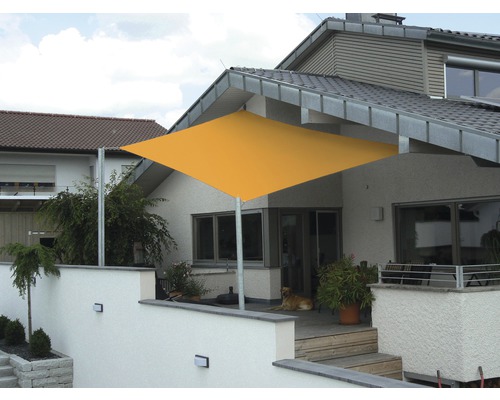 PeddyShield Trapezsonnensegel 5,0 x 6,0 x 3,0 m, aus wasser- und windabweisenden PES 280 g/m², sonnengelb