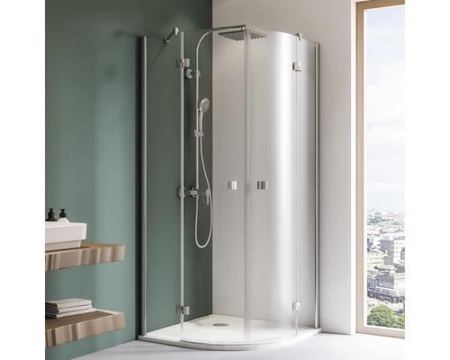 Runddusche Breuer Espira R550 80x80 cm Klarglas Profilfarbe silber Eckdusche mit Brausegarnitur im Badezimmer