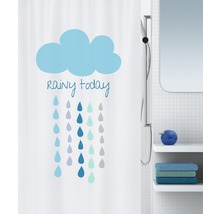 Duschvorhang mit Wolken und Regentropfen Motiv im Badezimmer