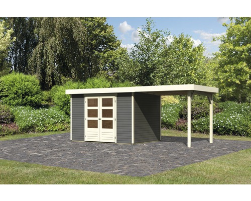 Gartenhaus Karibu Kodiak 4 mit Schleppdach 2,4 m 526 x 217 cm terragrau-0