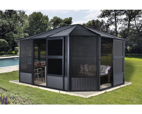 Pavillon SOJAG Charleston 12x15 mit Wandelementen und Moskitonetz 472x367 cm anthrazit-0