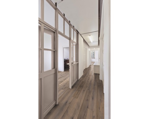 Flur mit Holzboden und Durchgang