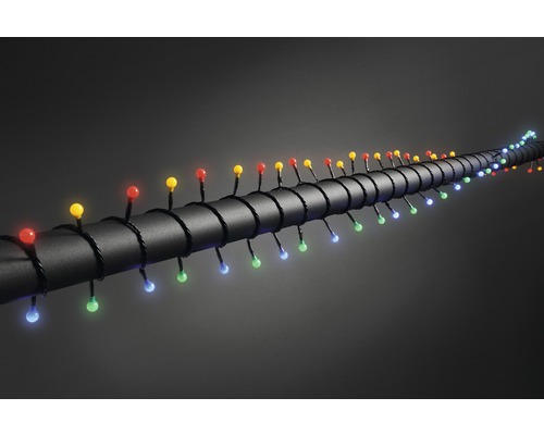 LED Lichterkette Konstsmide Globe 6,32 m + Zuleitungslänge 5 m 80 LEDs Lichtfarbe bunt Lichterkette mit farbigen Leuchtmitteln auf schwarzem Kabel