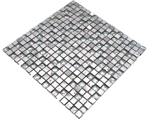 Mosaikfliese aus Glas und Metall