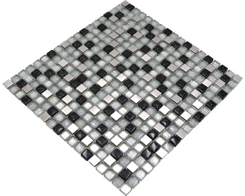 Mosaikfliese aus Glas und Metall mit quadratischen Elementen