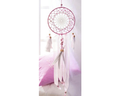 Dekorativer Traumfänger mit Federn, Bändern und Perlen