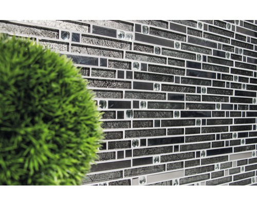 Wandfliesenmosaik mit Glas und Stein-Optik