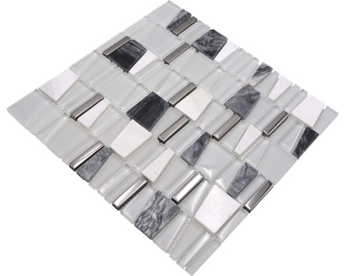 Mosaikfliese aus Glas und Naturstein