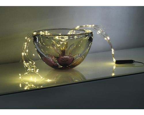 Dekorative Glasschale mit filigraner LED-Lichterkette