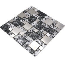 Glasmosaik mit Metall Crystal XCM MC629 30,0x30,0 cm schwarz silber-thumb-8