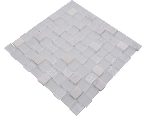 Quadratische Mosaikfliese aus Glas und Stein