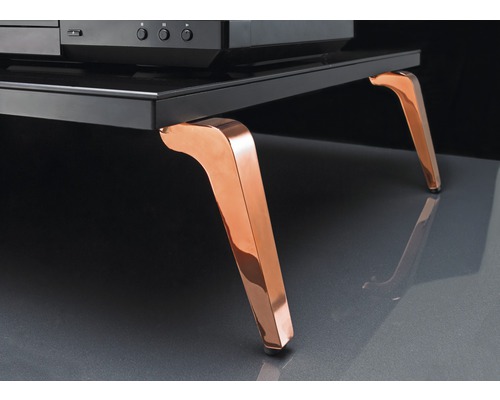 Schwarzer Medientisch mit kupferfarbenen Beinen