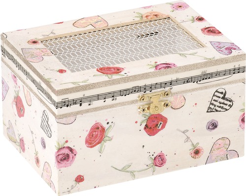 Dekorative Schmuckschatulle mit Rosen- und Herzmotiven