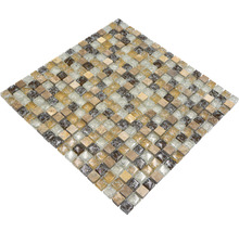 Quadratische Mosaikfliese aus Stein und Glas