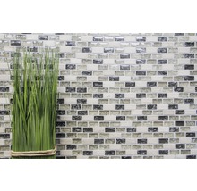 Glasmosaik mit Naturstein XIC B1152 mix graugrün 30x28,5 cm