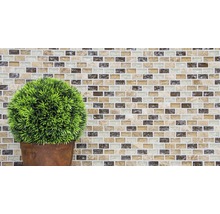 Glasmosaik mit Naturstein XIC B1153 braun/beige 30x28,5 cm