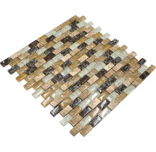Glasmosaik mit Naturstein XIC B1153 braun/beige 30x28,5 cm