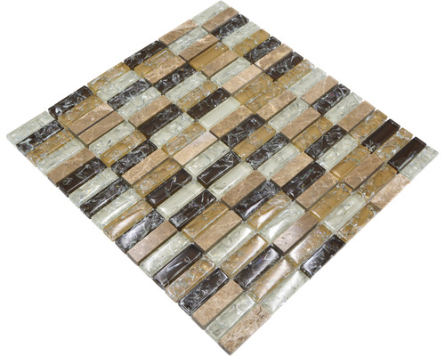 Mosaikfliese mit Glas- und Natursteinoptik