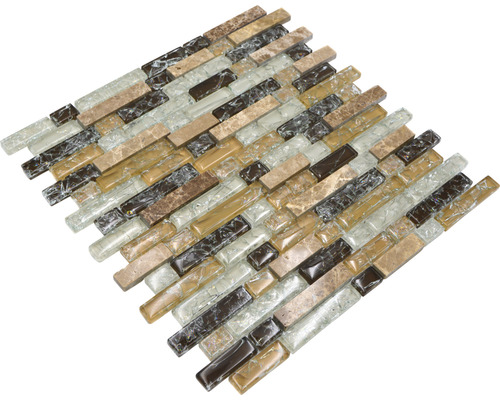 Mosaikfliese aus Glas und Naturstein