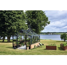 Gewächshaus JULIANA Premium 13,0 m² 3 mm Sicherheitsglas für Mauerfundament 296 x 439 cm anthrazit/schwarz