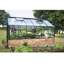 Gewächshaus JULIANA Premium 13,0 m² 3 mm Sicherheitsglas für Mauerfundament 296 x 439 cm anthrazit/schwarz