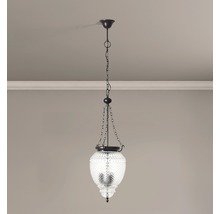 Hängelampe mit Glasschirm und Kettenaufhängung