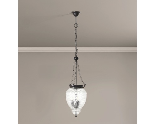 Hängelampe mit Glasschirm und Kettenaufhängung