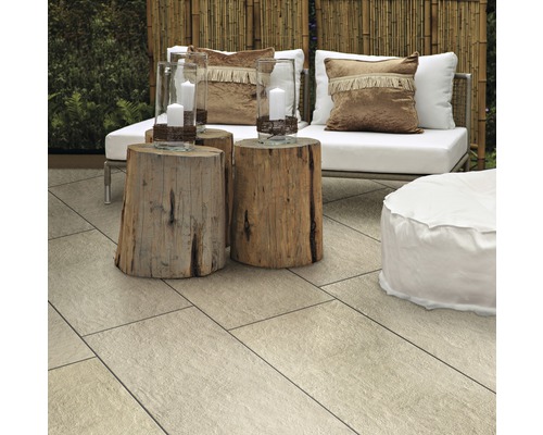 FLAIRSTONE Feinsteinzeug Terrassenplatte Garden Sand rektifizierte Kante 90 x 45 x 2 cm