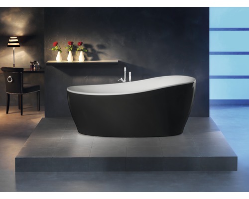 Badewanne OTTOFOND Sempre 85 x 180 cm schwarz glänzend 703913