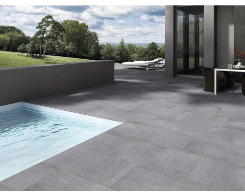 FLAIRSTONE Feinsteinzeug Terrassenplatte Garden Titan rektifizierte Kante 90 x 45 x 2 cm