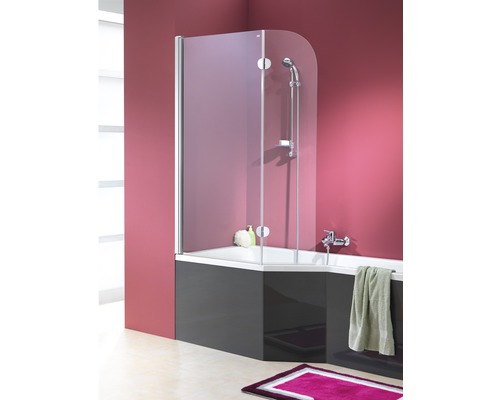 Badewannenaufsatz 2-teilig OTTOFOND Clip Mod. B 80 x 114 cm Klarglas Profilfarbe chromoptik 990729