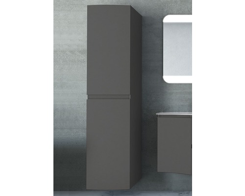 Grauer Bad Hochschrank im Badezimmer