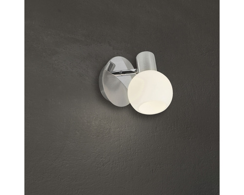 Wandleuchte mit runder, weißer Leuchte aus Metall