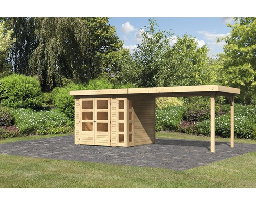 Gartenhaus Karibu Naomi 3 mit seitlichem Anbau 2,80 m 497 x 217 cm natur-0