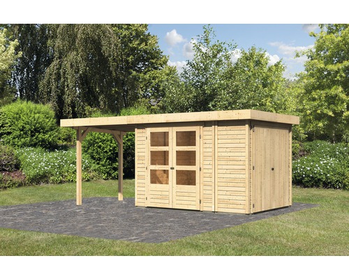 Gartenhaus Karibu Karola 2 mit Anbauschrank und Anbau 2,40 m 508 x 217 cm natur-0