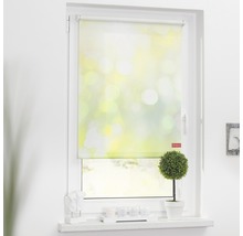 Fenster mit Rollo mit Pflanzenmuster zur Dekoration