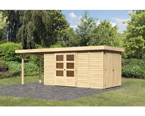 Gartenhaus Karibu Karola 5 mit Anbauschrank und Anbau 2,40 m 597 x 217 cm natur-0