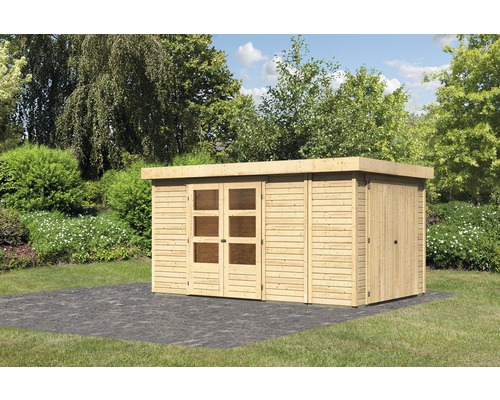 Gartenhaus Karibu Karola 6 mit Anbauschrank 377 x 246 cm natur