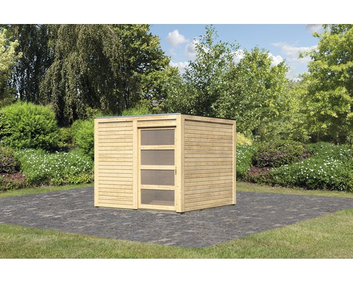 Gartenhaus aus Holz mit Schiebetür