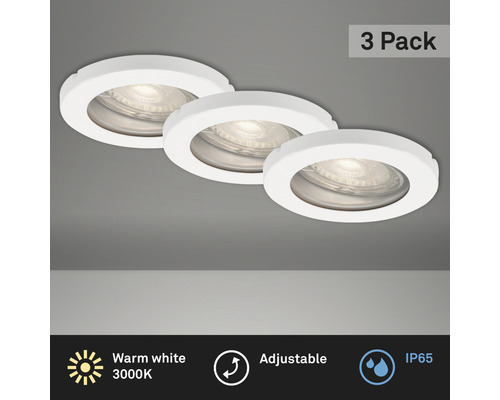 LED Einbauleuchten Set IP65 3-tlg 3x5W 3x400 lm 3000 K weiß Ø 8,5/6,8 cm 230V Dreierpackung weiße, verstellbare Einbaustrahler