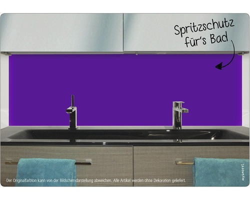 Badezimmer Waschbecken mit Spritzschutz in Violett
